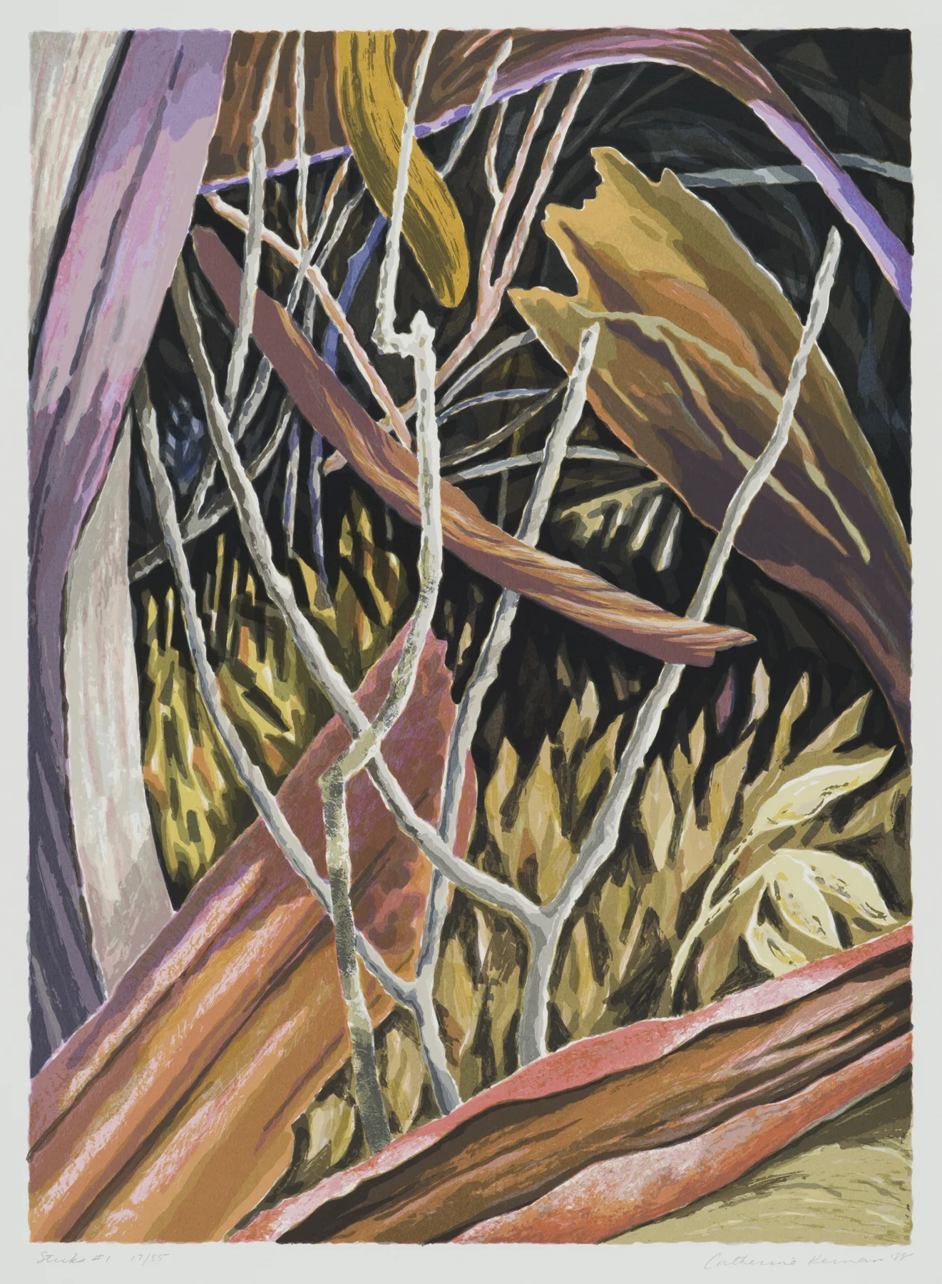 Sticks #1 1988, 21-c screenprint, 29" x 21.5", ed: 55, $900.