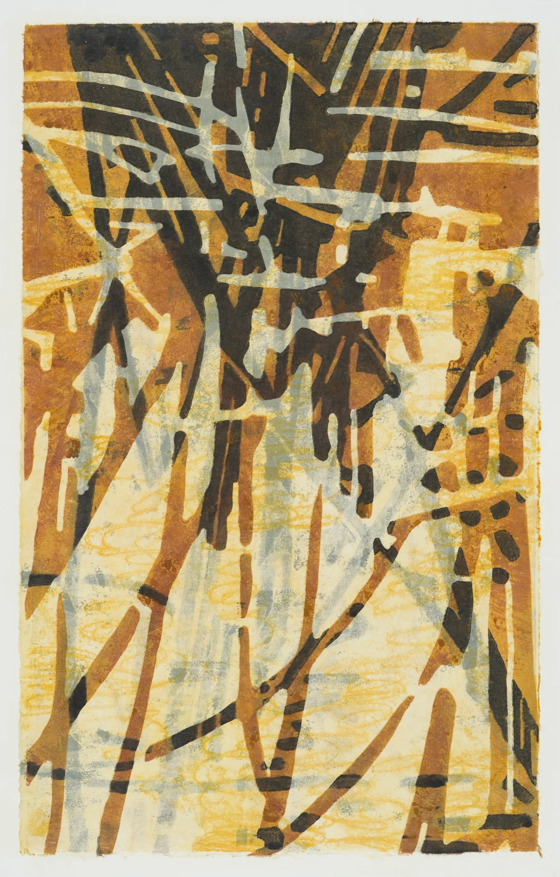 Tracings #158 2015, monoprint/woodcut, 22.5”x 15”, $750.*
