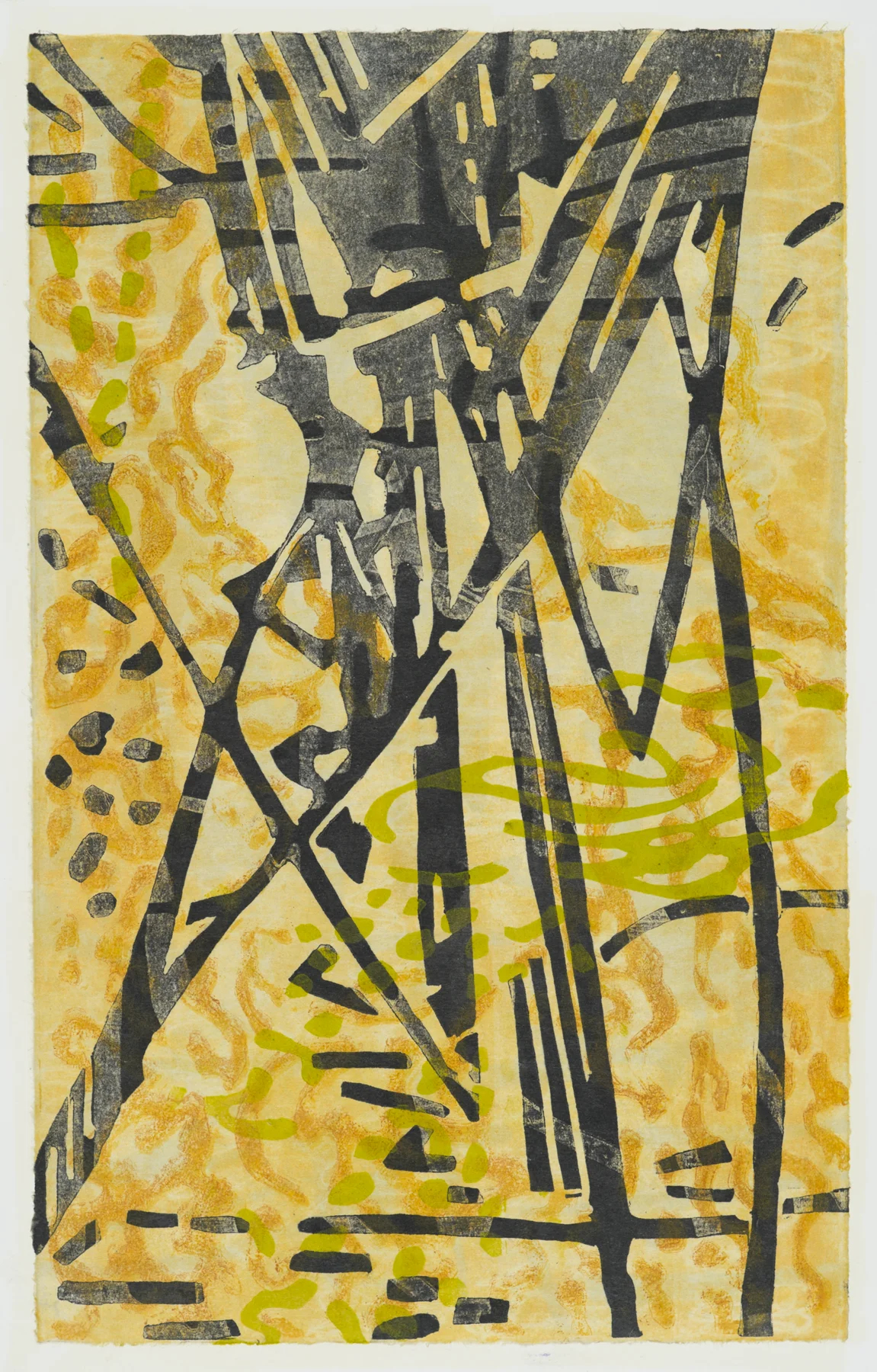 Tracings #168 2015, monoprint/woodcut, 22.5”x 15”, $750.*