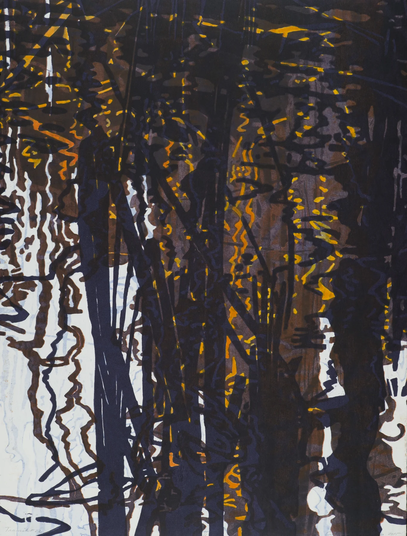Transit #22 2015, monoprint/woodcut, 29.625” x 22.25”, $2200.*