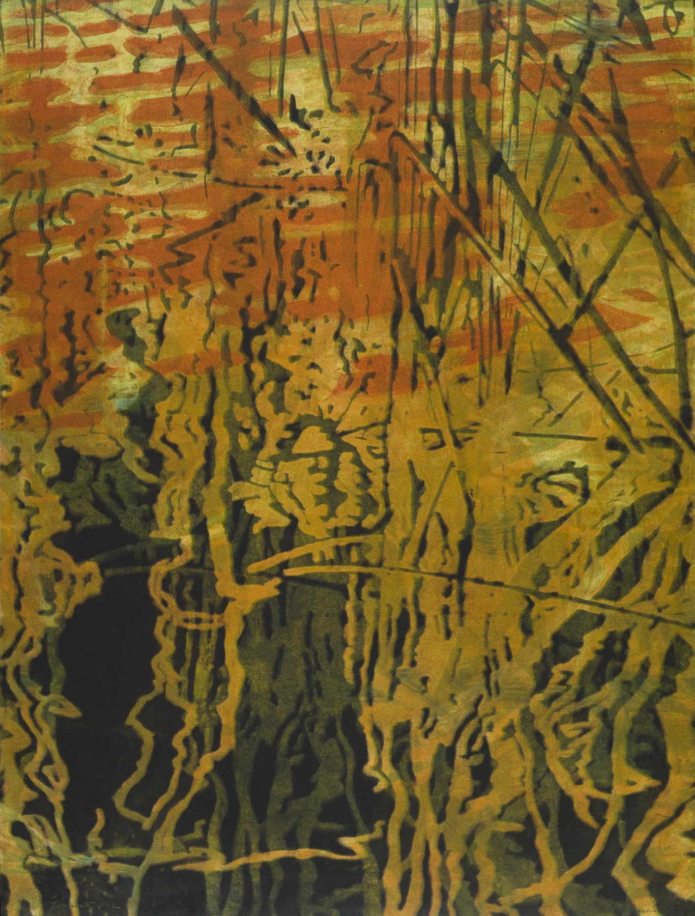Transit #12 2014, monoprint/woodcut, 29.75” x 22.25”, $2200.*