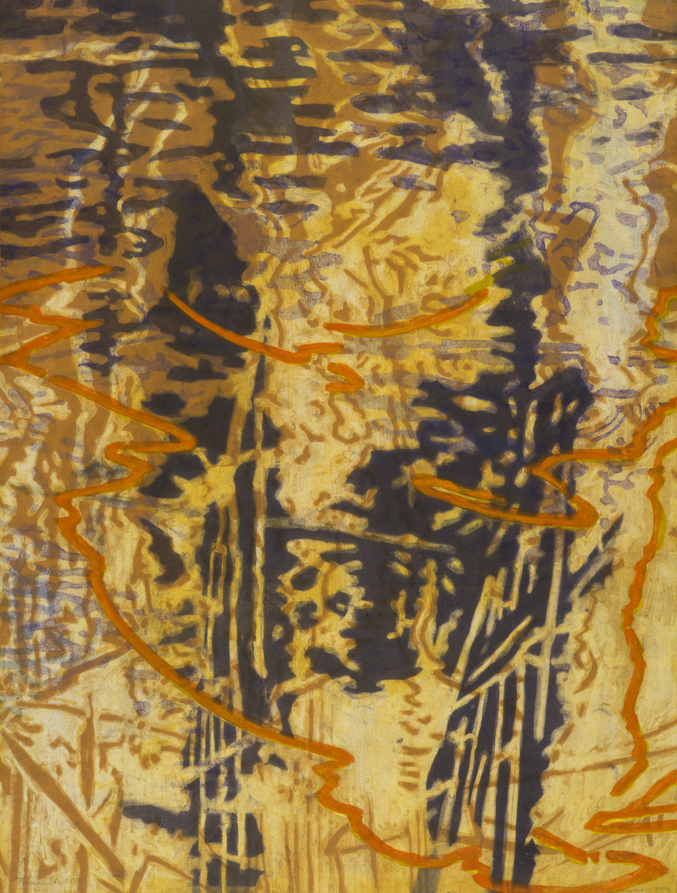 Transit #15 2014, monoprint/woodcut, 29.75” x 22.375”, $2200.*