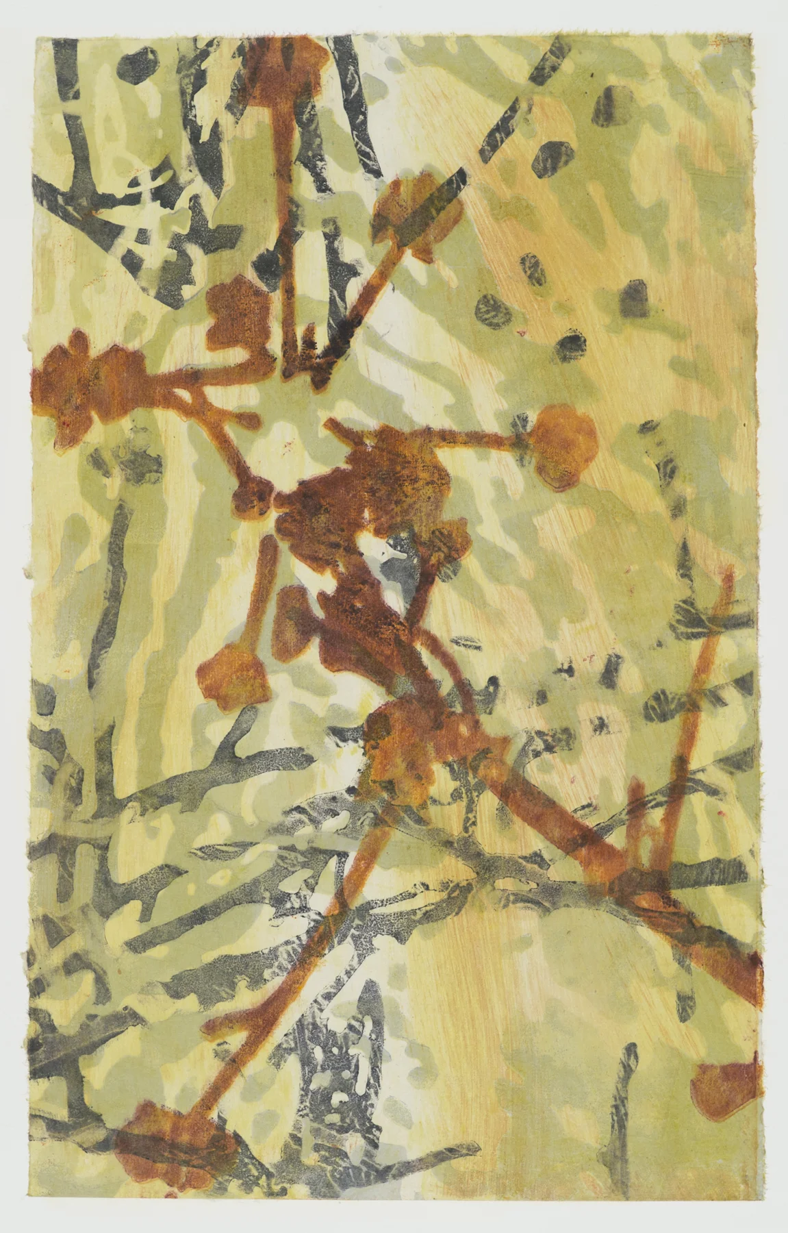 Tracings #115 2013, monoprint/woodcut, 22.25" x 15”, $750.*