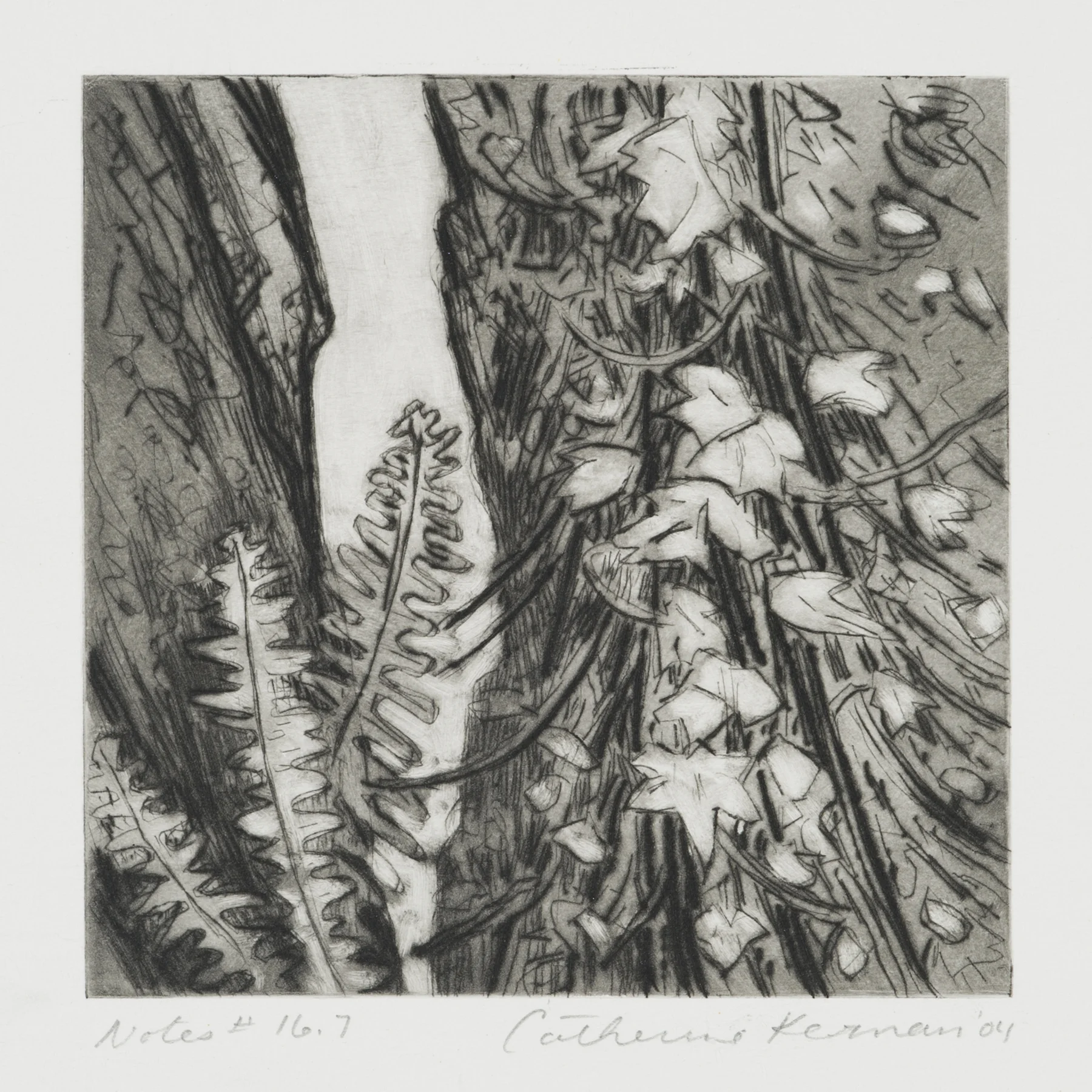 Notes # 16.7 2004, monoprint/drypoint, 9" x 8”, $200.*