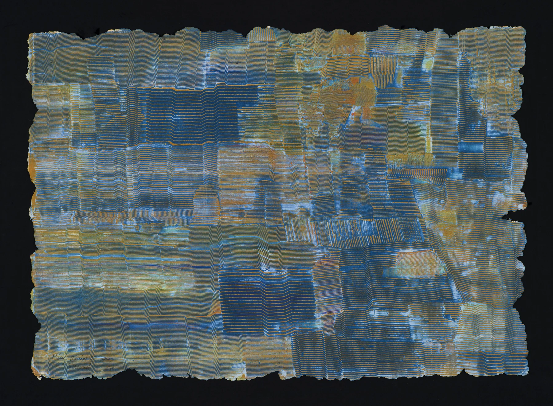 Blue Aerial III 1997, monoprint/intaglio on handmade paper, 25” x 35”, $1200.*