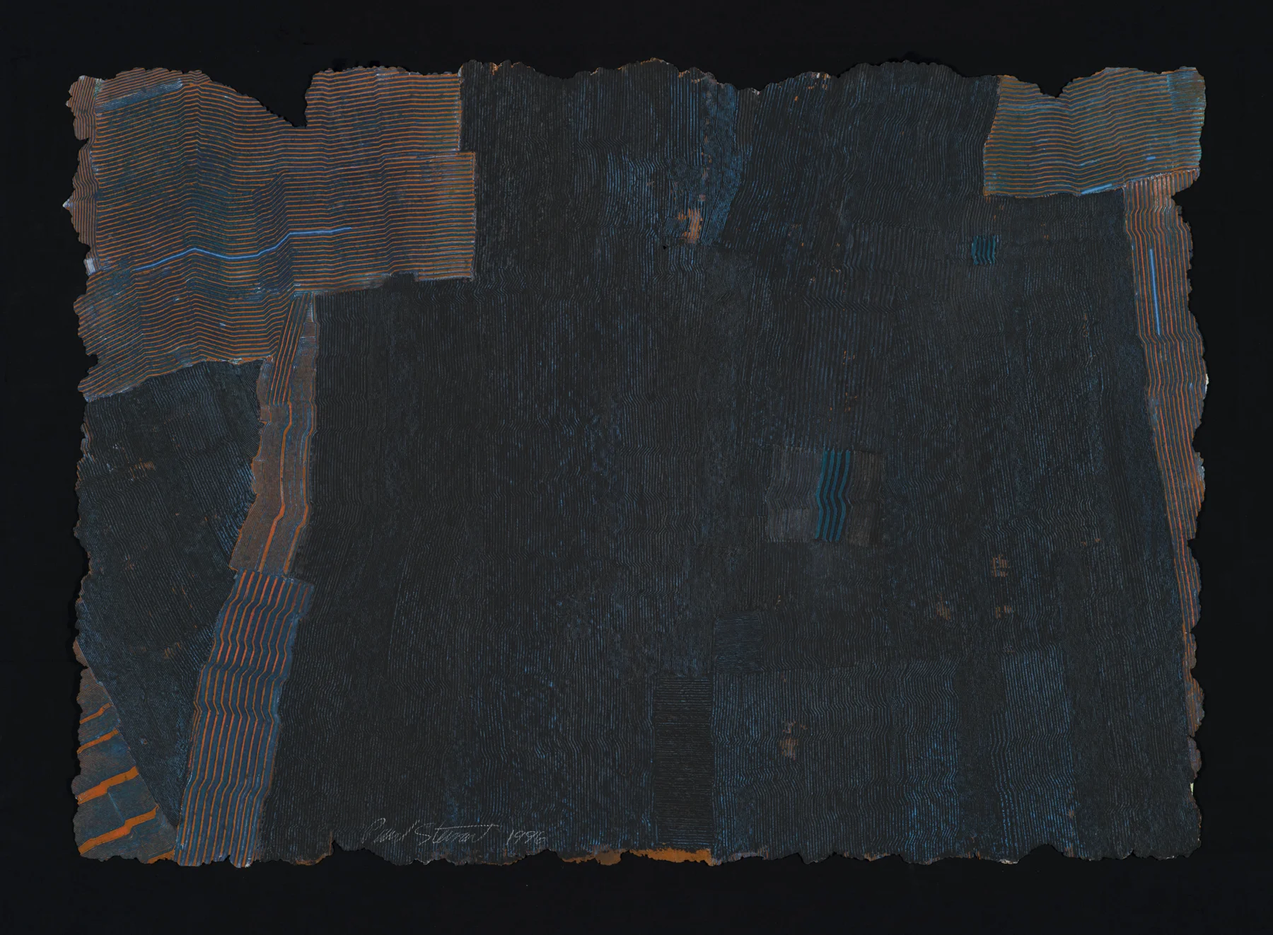 Indigo Landscape 1996, monoprint/intaglio on handmade paper, 24.75” x 35”, $1200.*