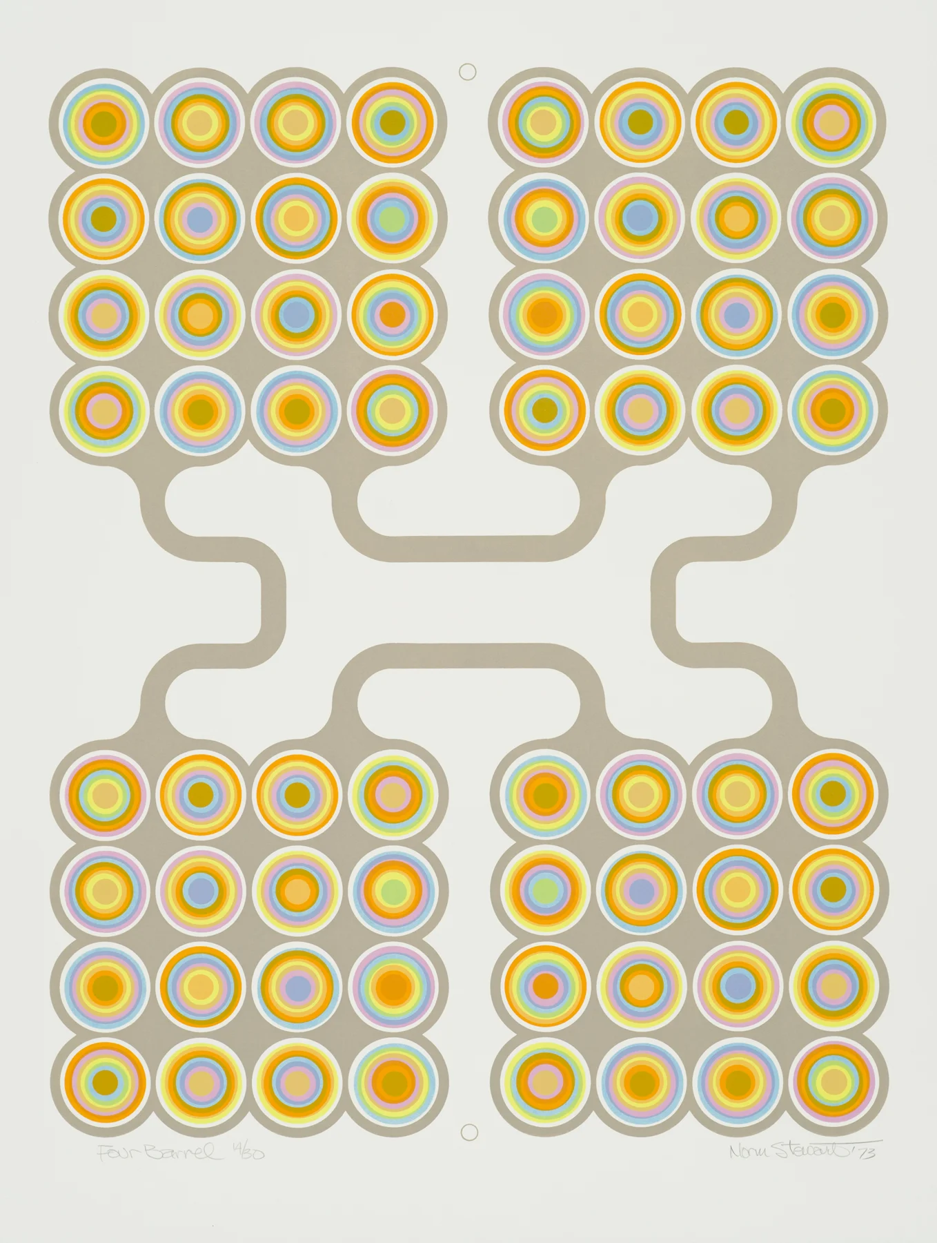 Four Barrel 1973, screenprint, 26” x 20”, ed: 30, $1000.