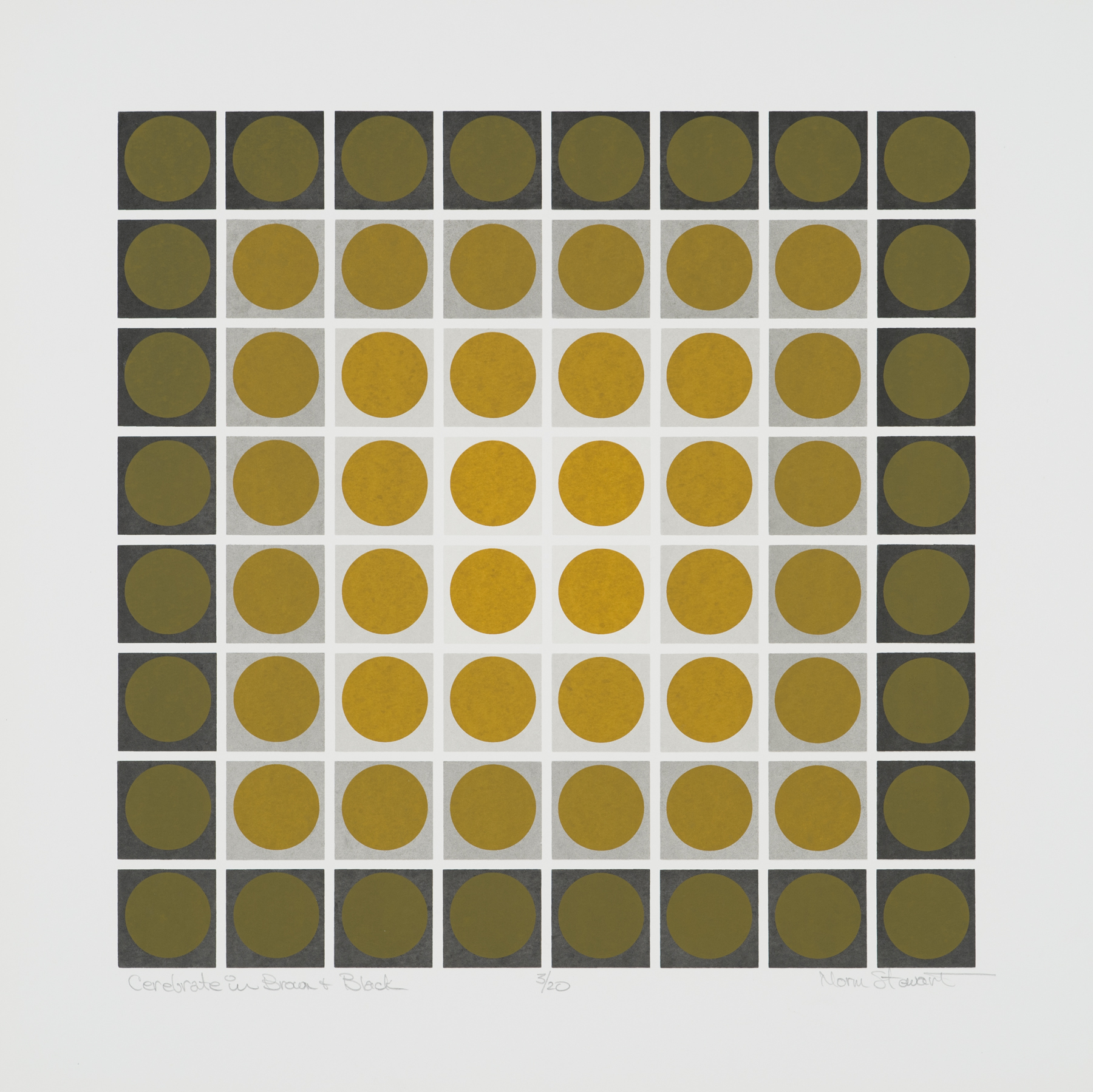 Cerebrate in Brown & Black 1972, screenprint, 20” x 20”, ed: 20, POR