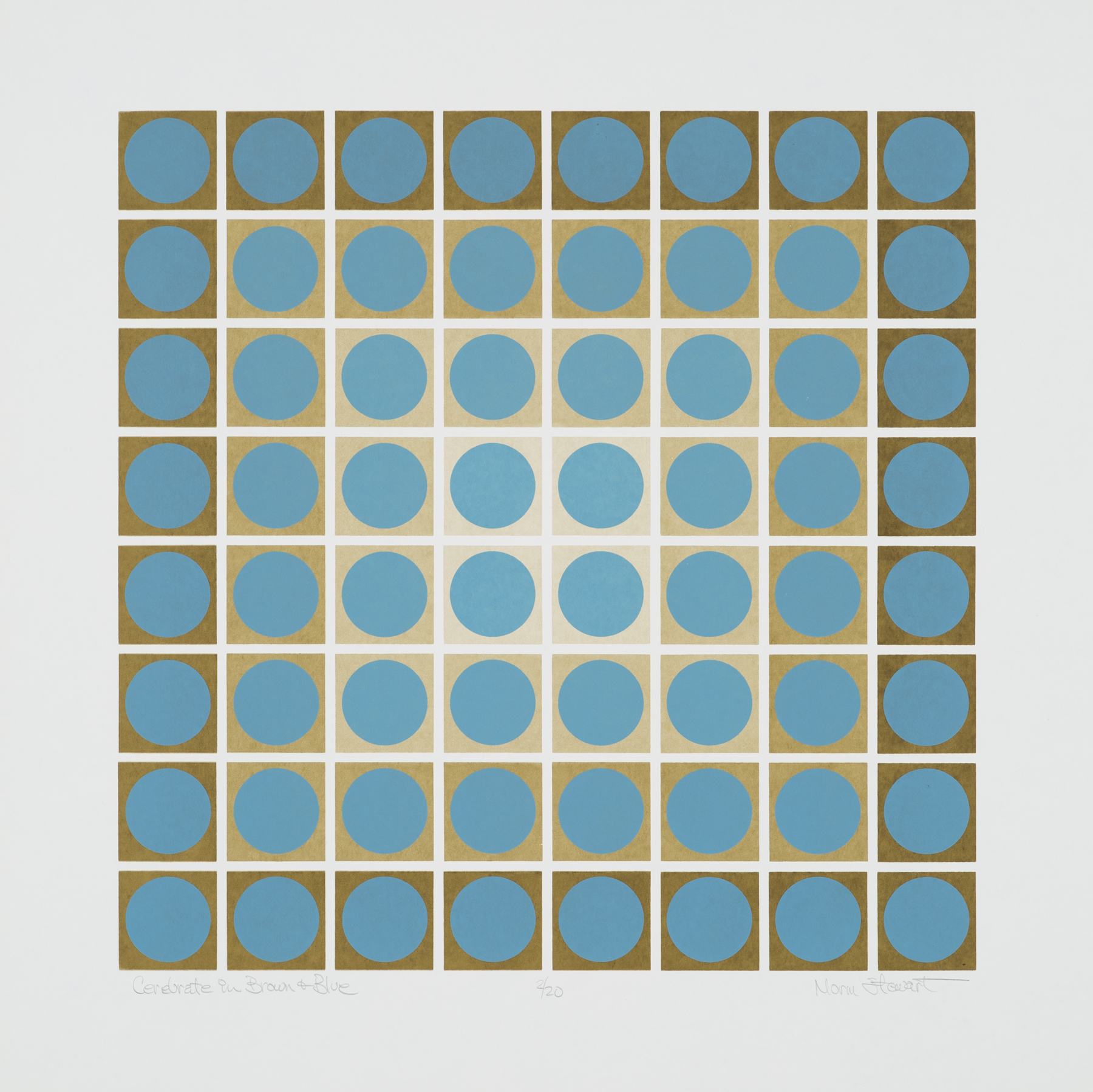 Cerebrate in Brown & Blue 1972, screenprint, 20” x 20”, ed: 20, POR