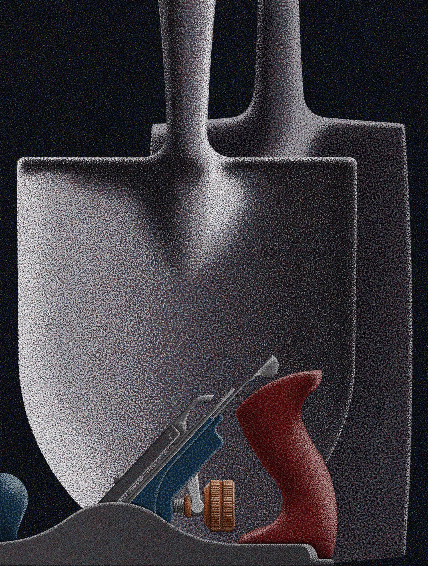 Plane & 2 Shovels 2019, archival pigment print, 29.5” x 22”, ed: 45, $900.*