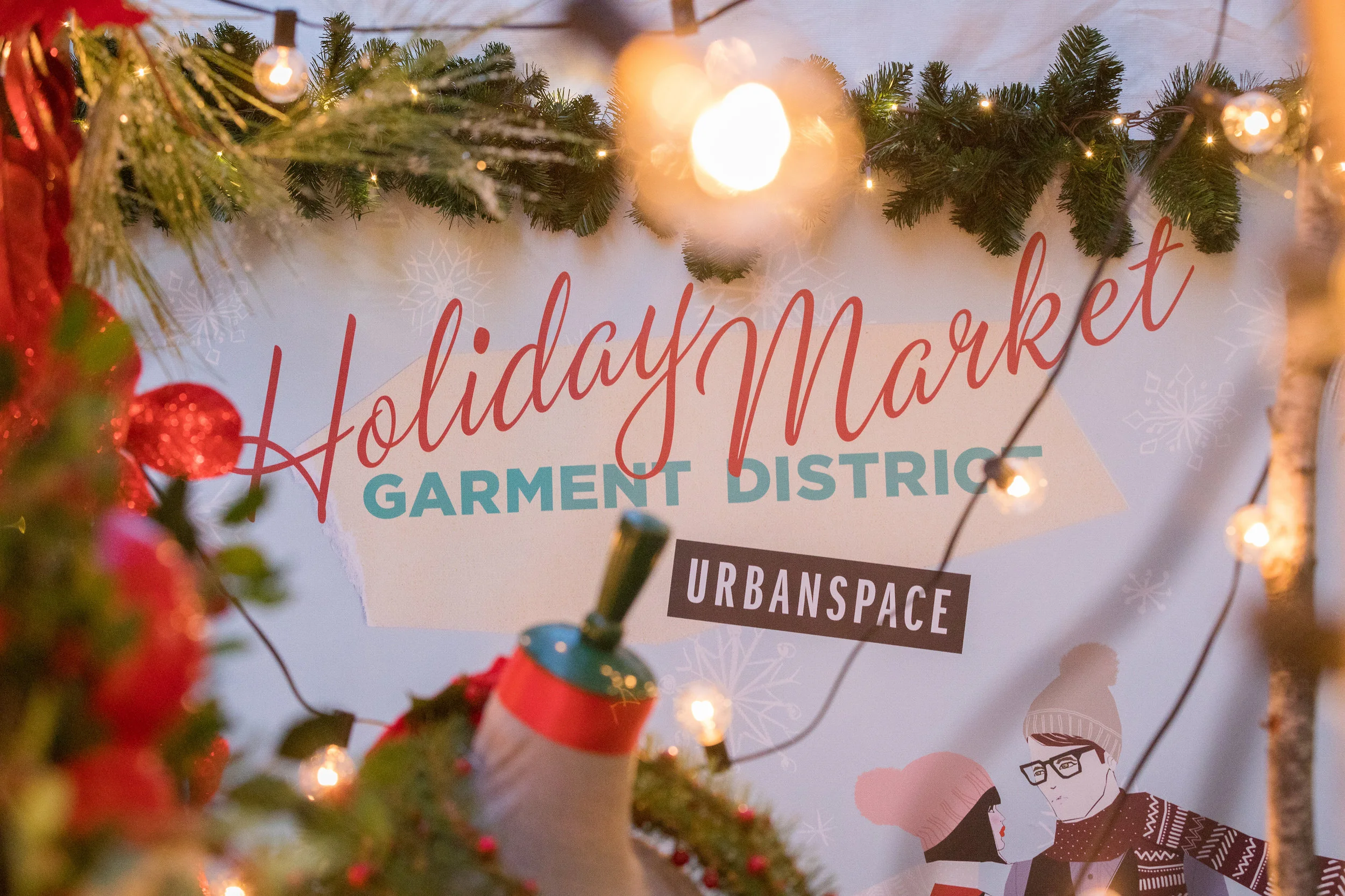 Garment District Holiday Market stretches down Broadway from W 41st Street to W 39th Street. 