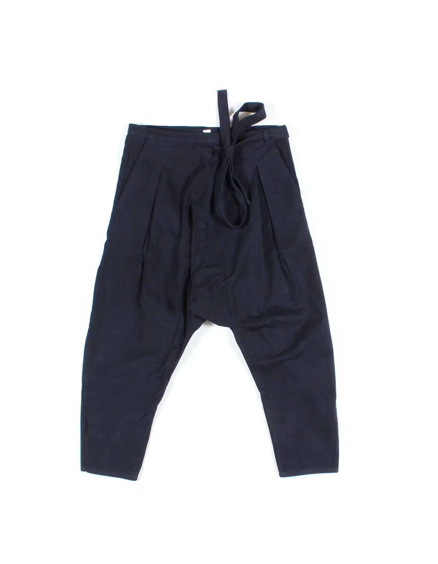 Navy momohiki drop-crotch pants by Prospective Flow