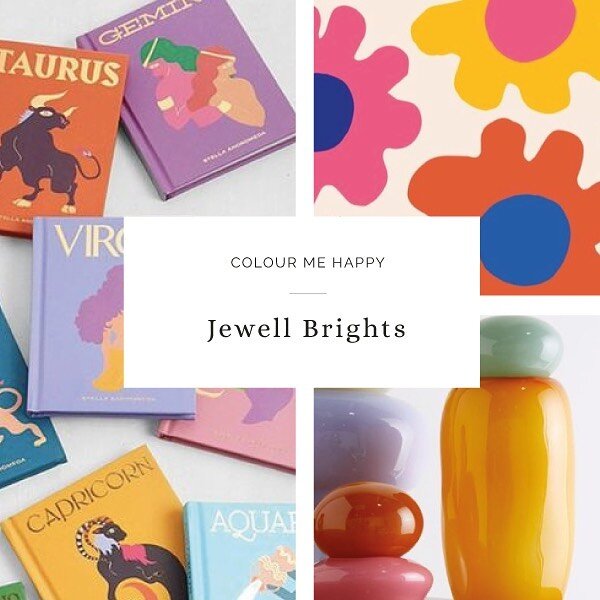 Happy Friday! Here&rsquo;s a little dose of colour inspo to brighten your day! 
.
We&rsquo;ve been eyeing up the gorgeous Seeing Stars book collection for a while, and paired with these on trend daisy shapes and sculptural coloured glass jars they ma