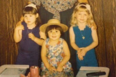In Mexico, myself (left), my cousin (middle), and my sister (right).