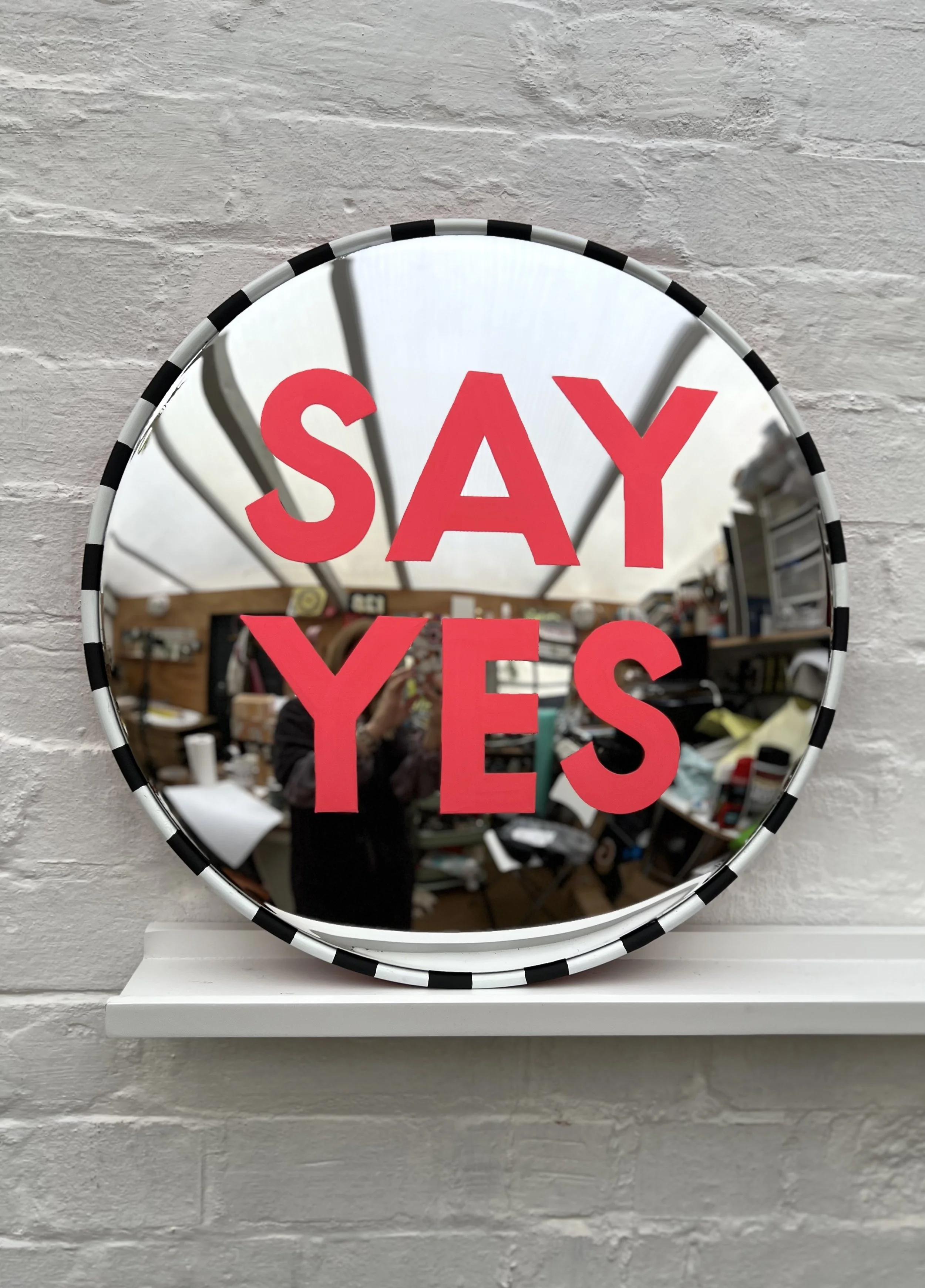 SAY YES convex mirror with painted frame