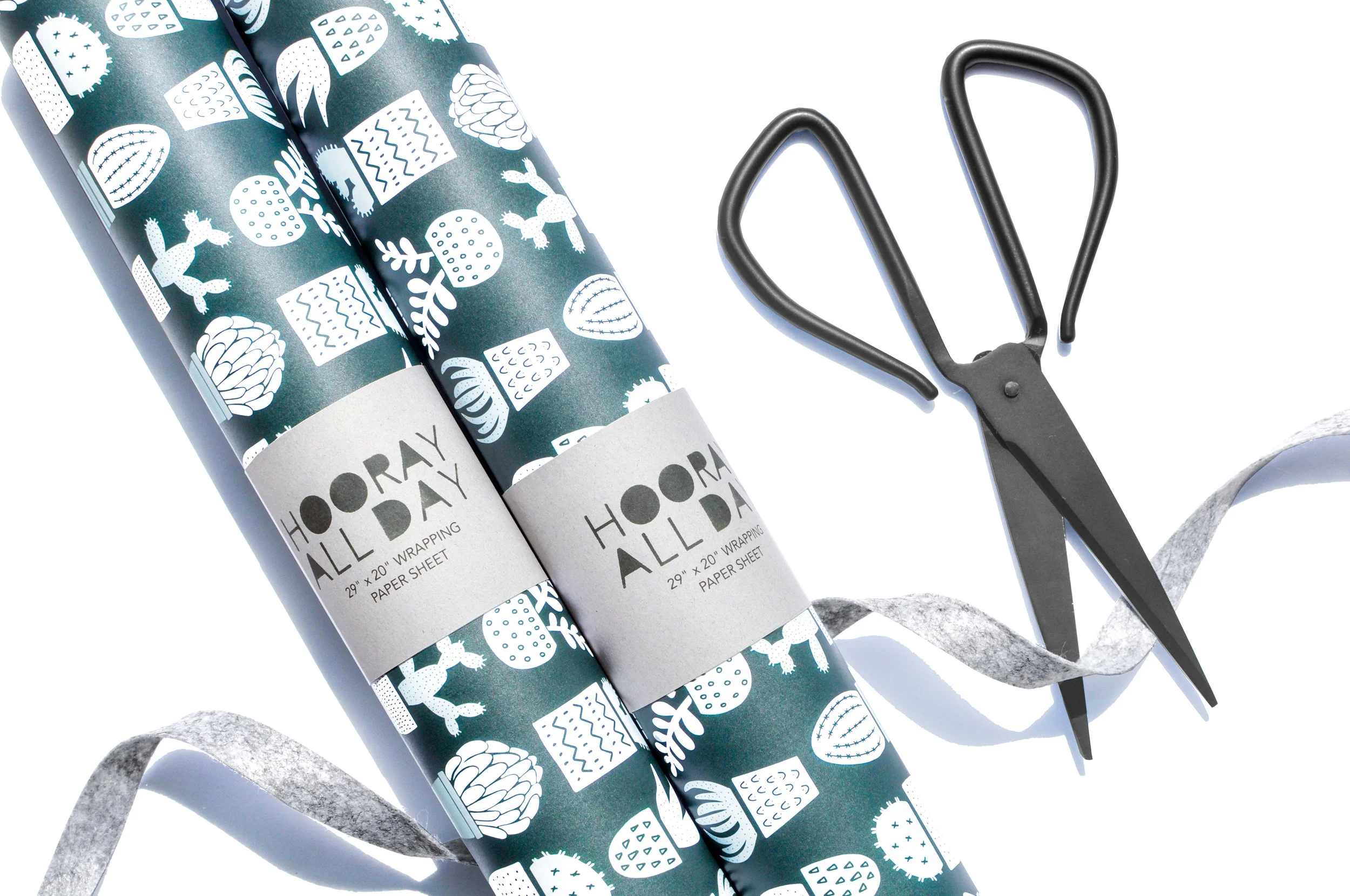 Teal Succulents Wrapping Paper Two Rolls Product Shot.jpg
