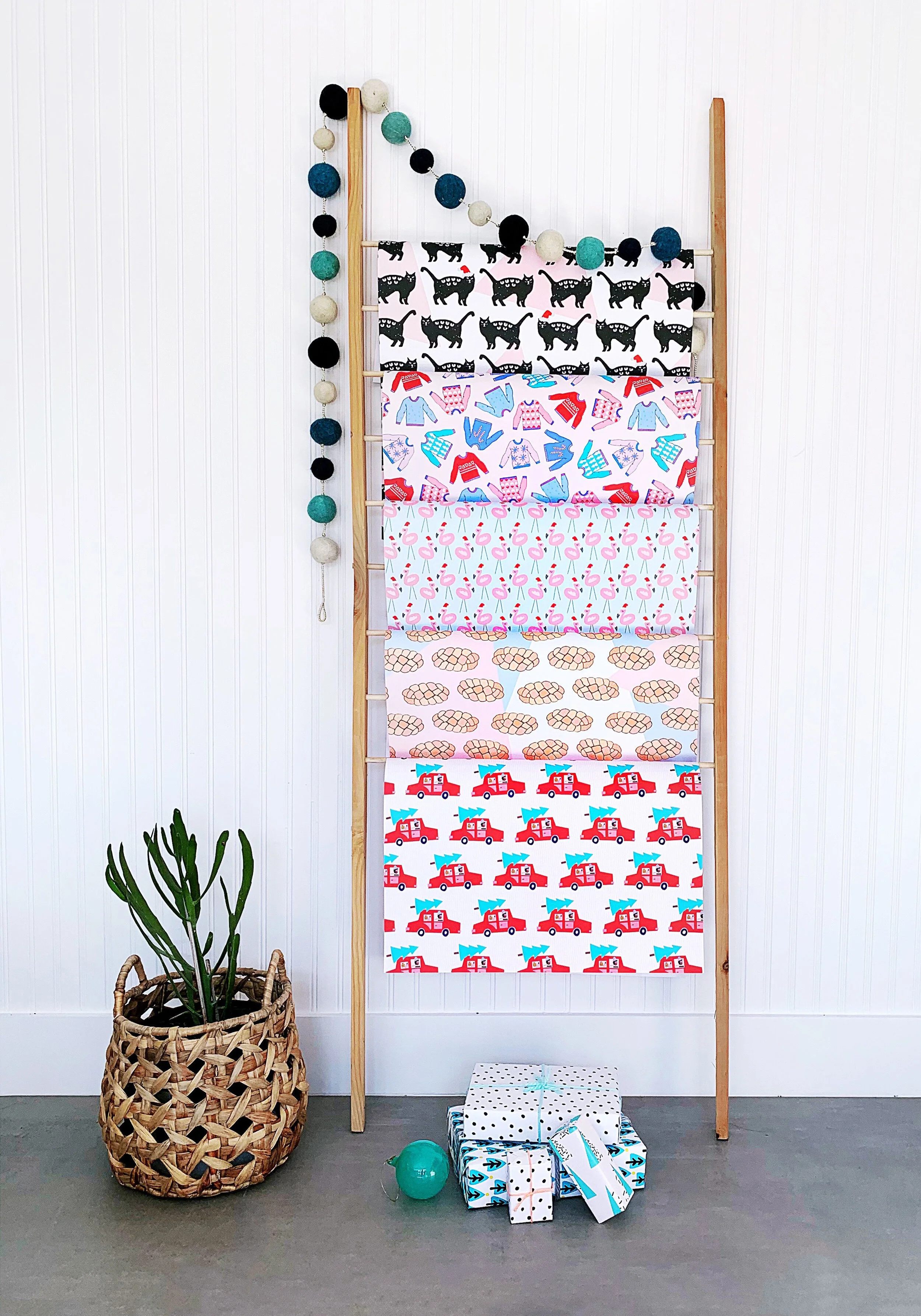 Holiday Wrap Hanging on Stand.JPG
