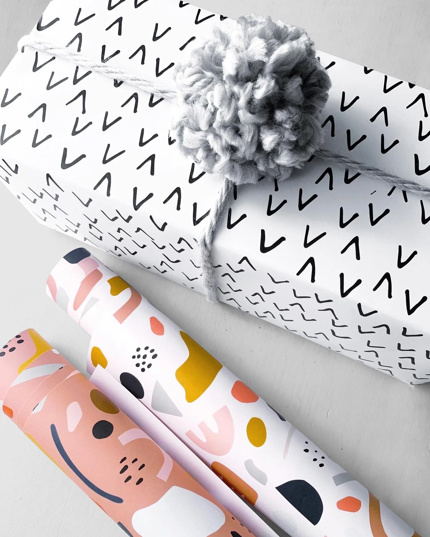 Wrapped Present Flying Vs with Abstract Terrazzo Wrap .JPG