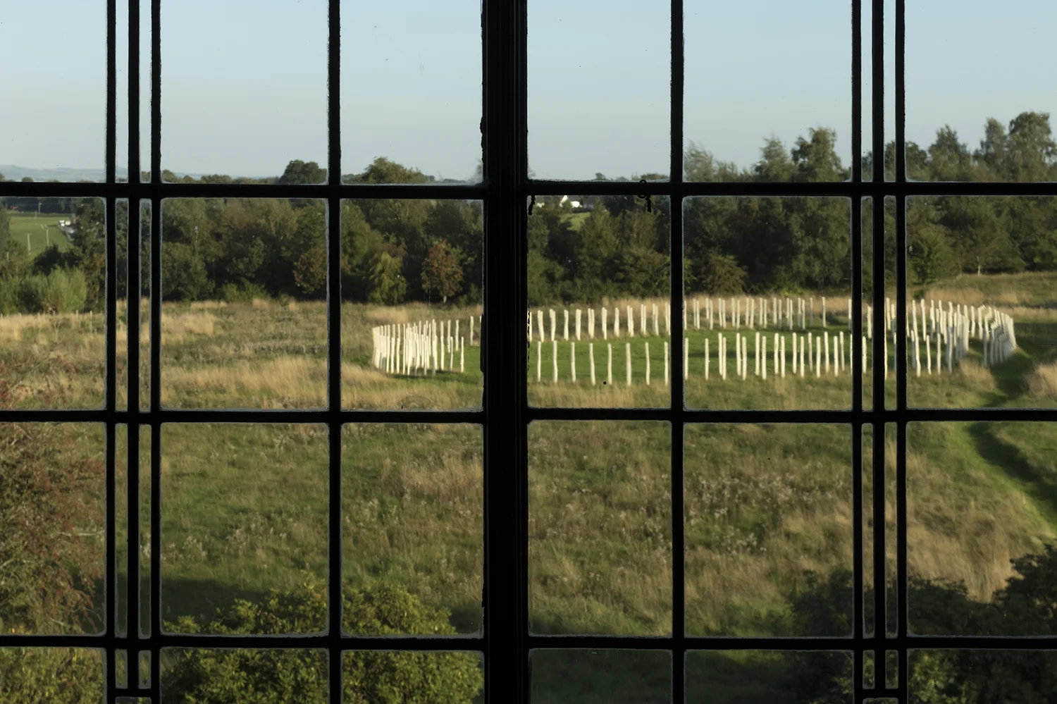 View of the Peace Pole Henge from Allanton House
