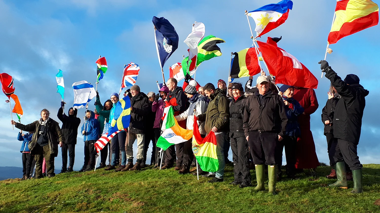 Peace makers and people of Lockerbie on top of Burnswark (Photos: Chris Lake)