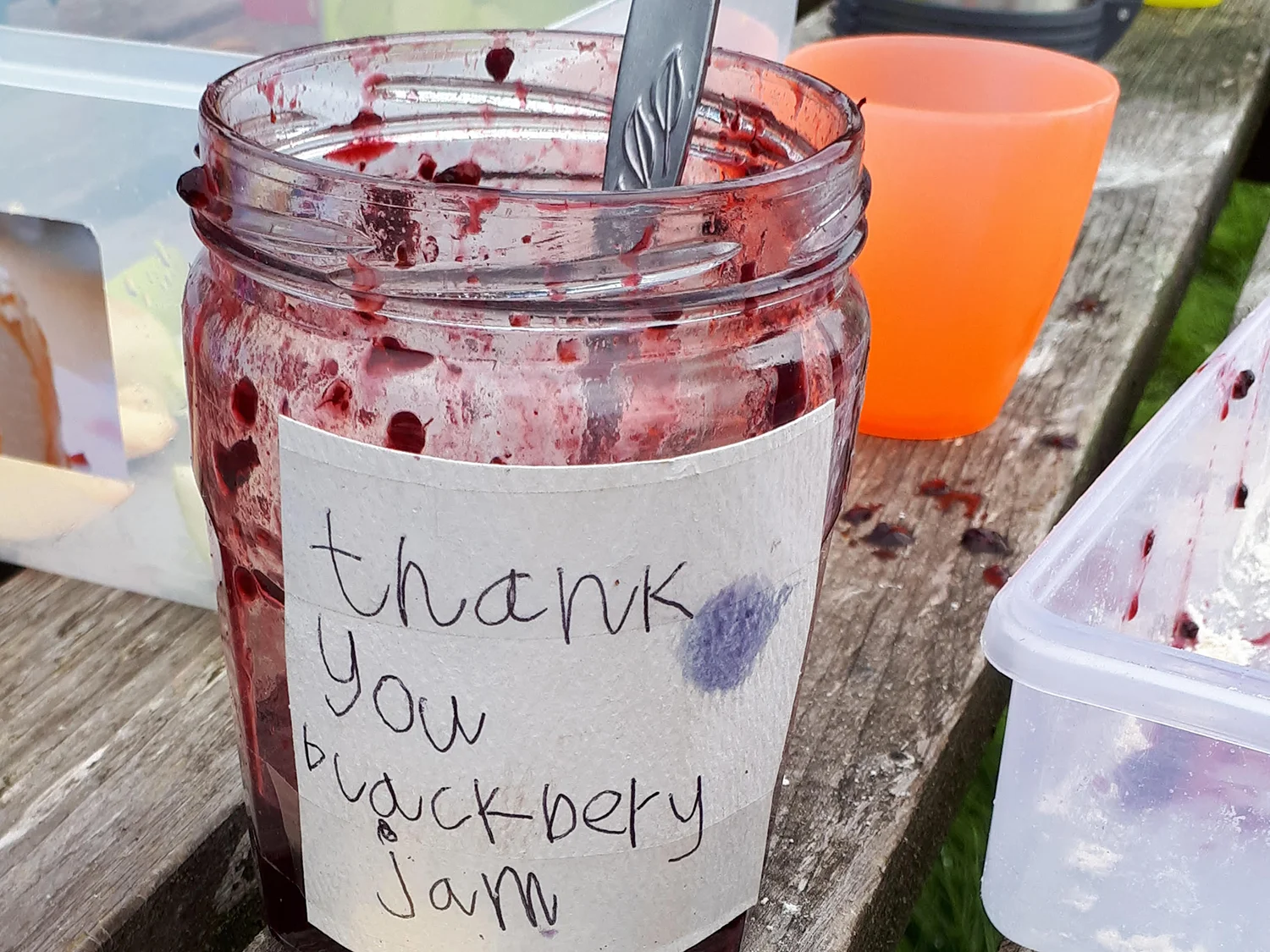 Thank You Blackberry Jam The first week we picked the blackberries. The second week we made blackberry jam. The third week… m’mmm!