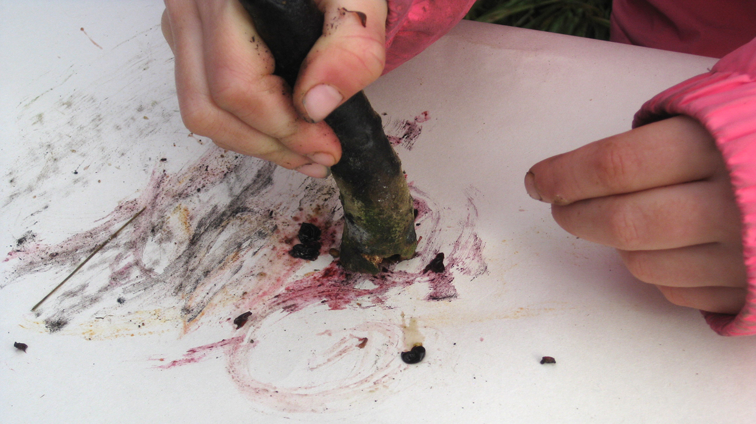 Mark Making Berry juice, turmeric and charred wood all make great artist materials.