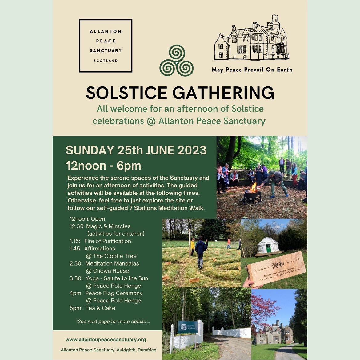 ☀️ Summer Solstice Gathering ☀️ 
12-6pm SUNDAY 25th JUNE 2023

 🧘🏽 Join us for some Solstice celebrations with an afternoon of activities, if you wish to join in (suitable for all ages, stages + abilities) 
🌳 OR just chill and soak up the soothing