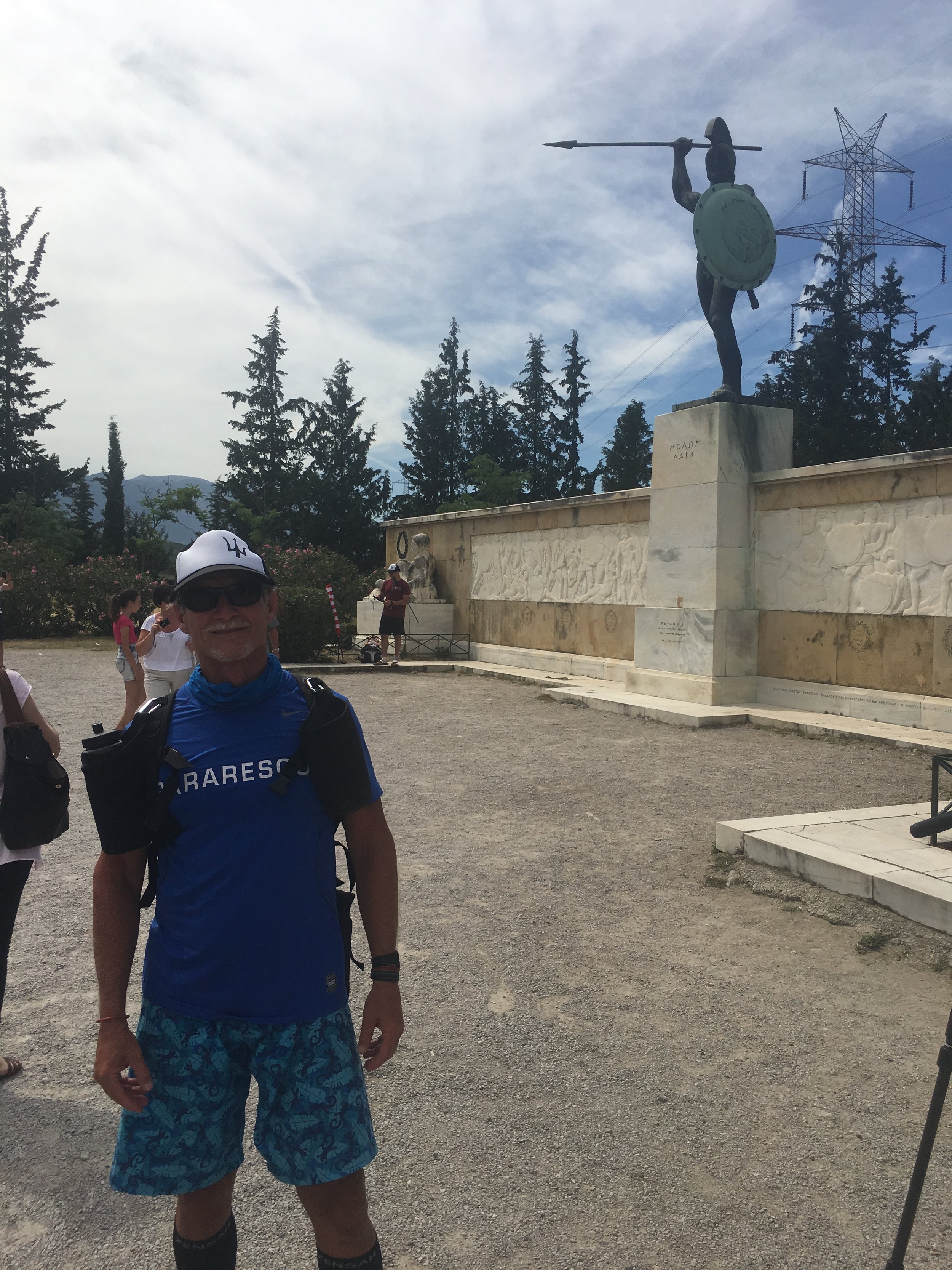 In Thermopile Greece at the Finish site of the famous Greek battle by King Leonidas and his 300 Men. He is the George Washington of Greece. This is one of the many national statues honoring the “300”