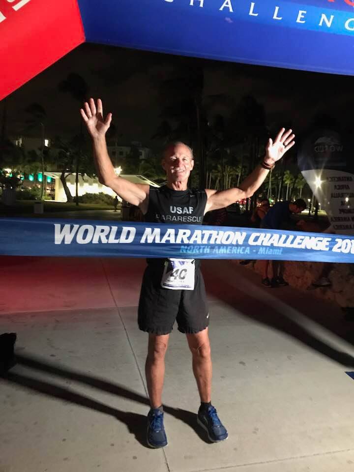 Robert completing the 2018 World Marathon Challenge
