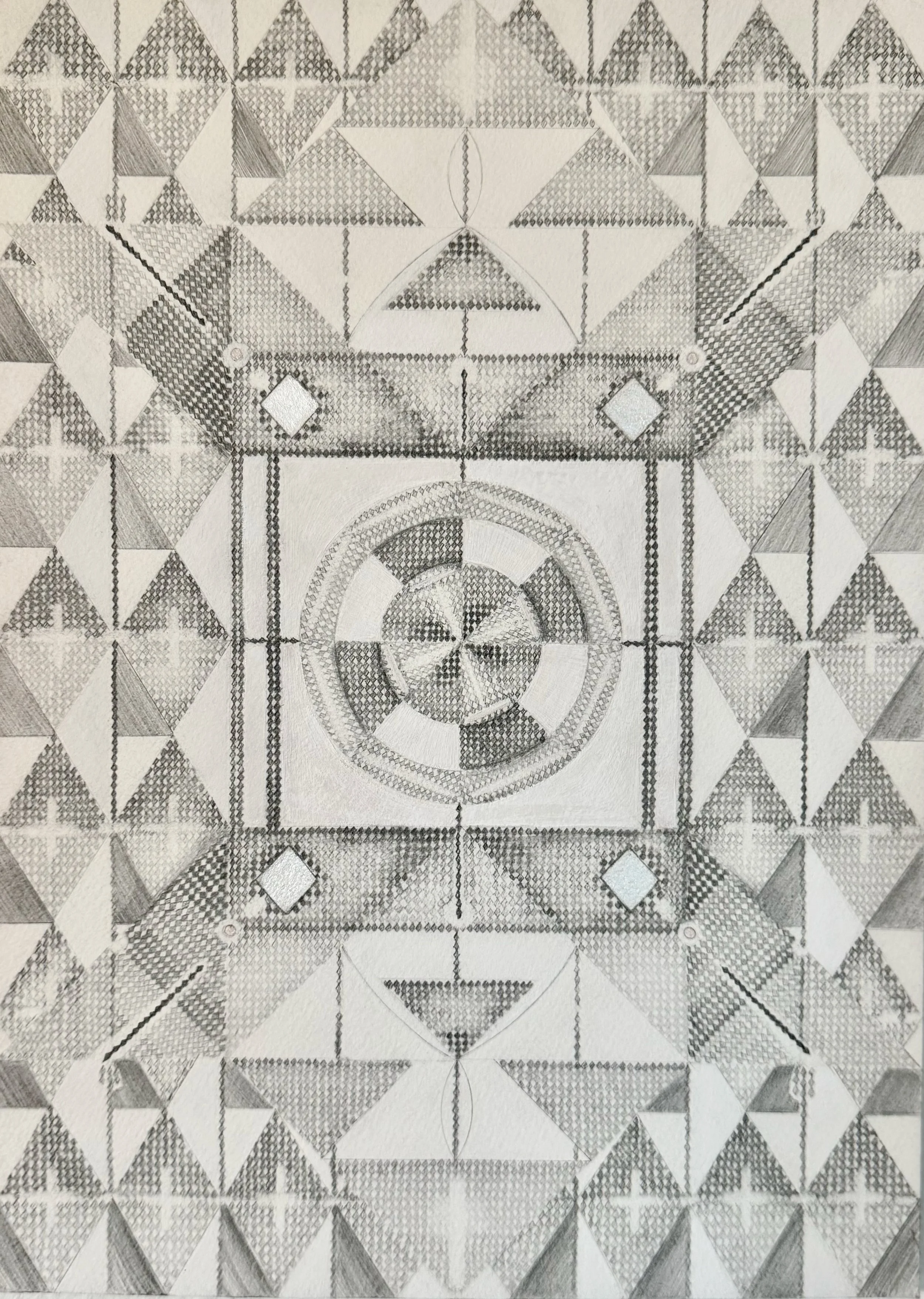 Graphite and Iridecsent gouache on 100% cotton paper 300 GSM 18"x14"