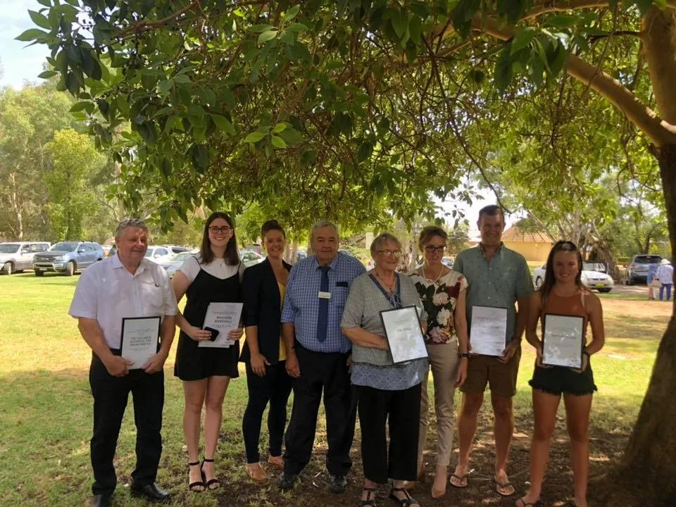 Above: The Coolamon Shire Council 2019 Australia Day Award Winners, Pictured with Kath Koschel, Mayor John Seymour OAM and Steph Cook MP L-R – Chris Berry, Madison Marshall, Kath Koschel, John Seymour, Val Brill, Steph Cooke MP, Paul Lucas and Kailin Logan