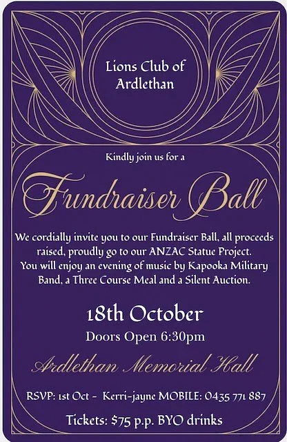 Ardlethan Anzac Statue Fundraiser Ball