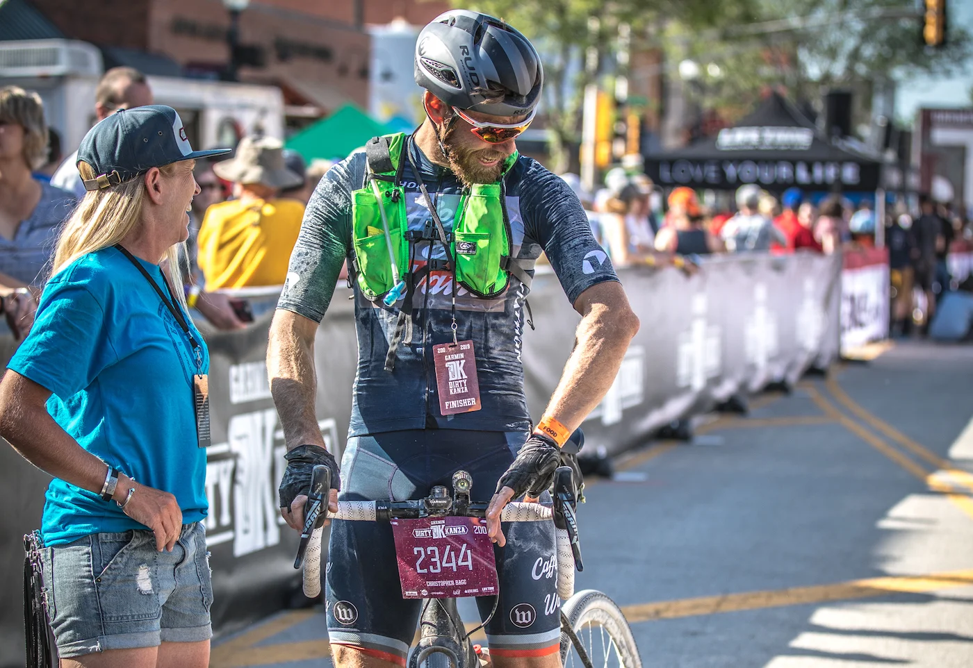 Bagg at the finish, covered in salt but not cramping