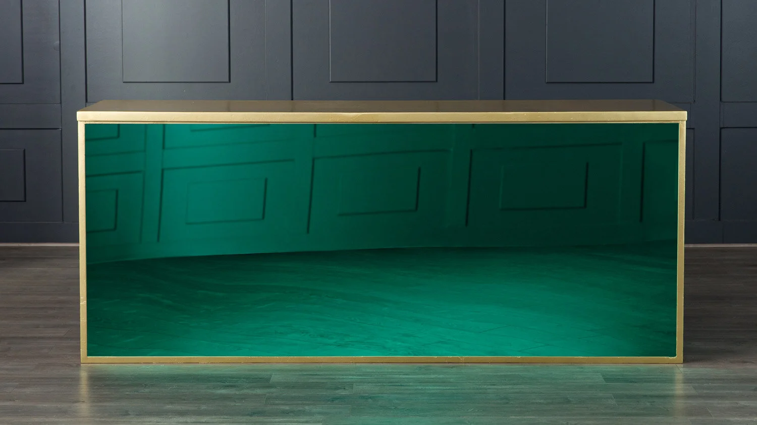 GREEN MIRROR ACRYLIC BAR GOLD FRAME