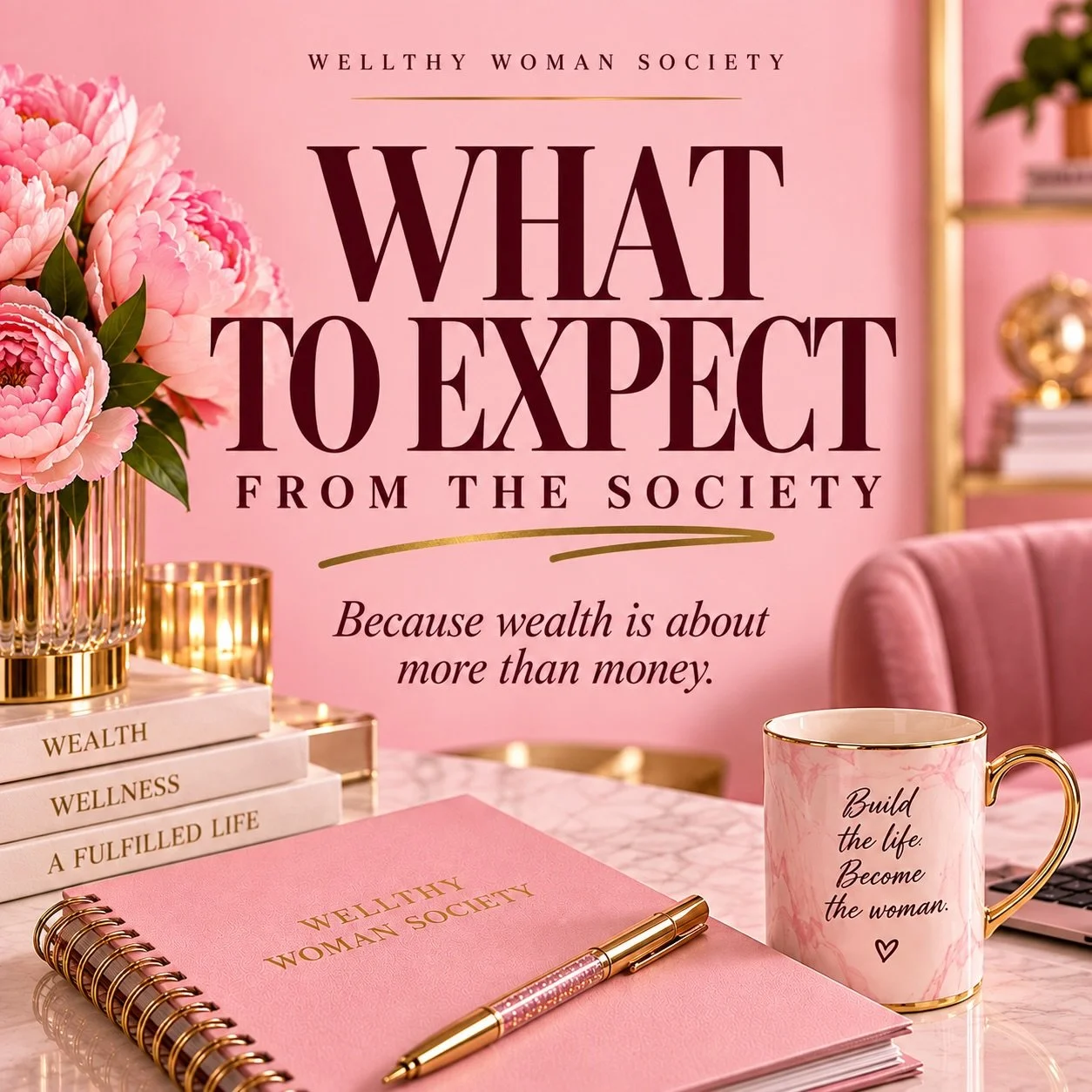 What can you expect from the Wellthy Woman Society? 

Intentional conversations. Elevated experiences. Practical resources. Genuine connection.

A space designed for women building wealth, prioritizing wellness, and creating a life that feels as good