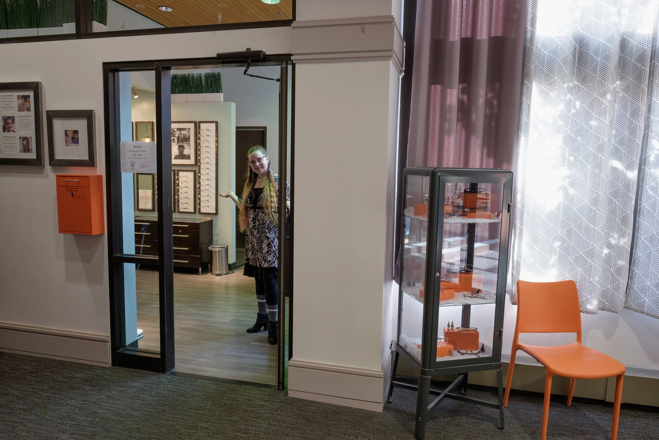 staff welcoming in the door