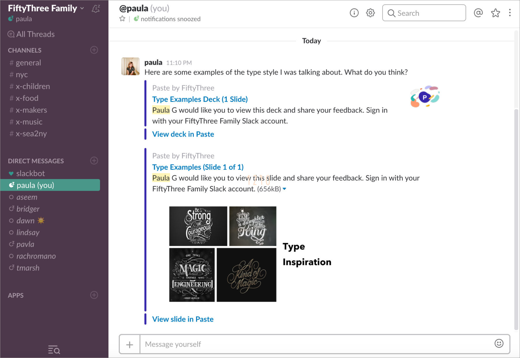  Feedback is delivered through fully-synced Slack threads and messages. 