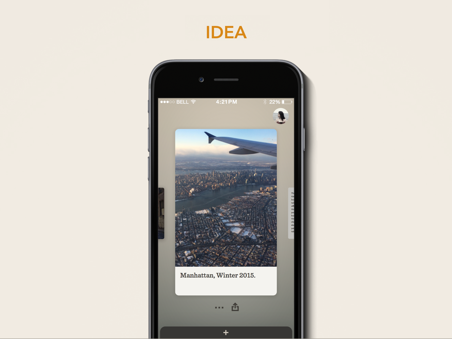  Ideas are represented as cards. Swipe to cycle through them.&nbsp; 