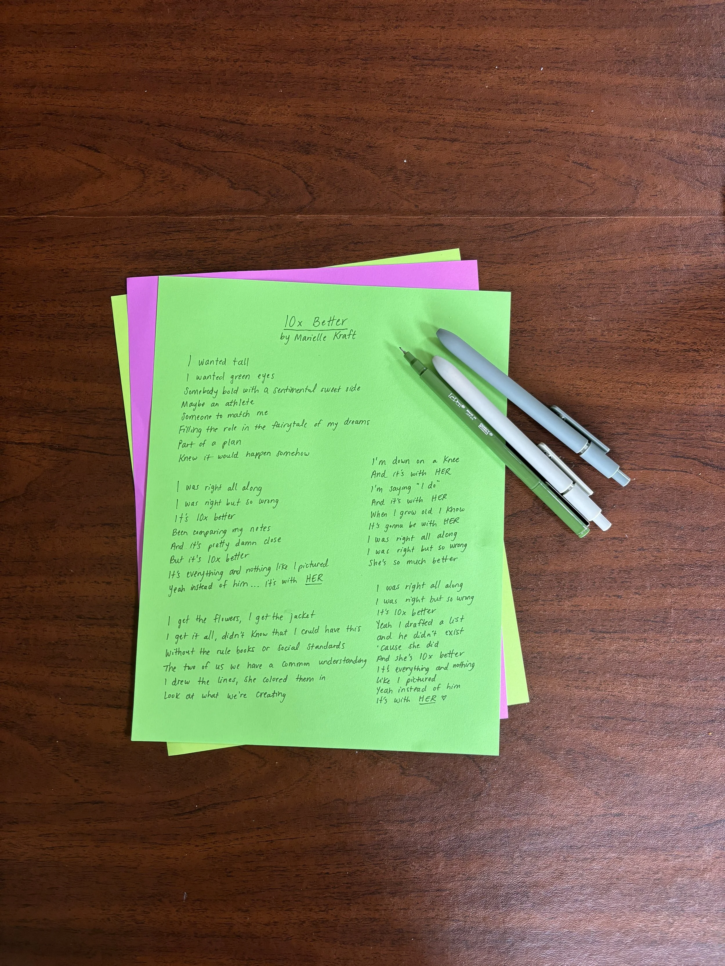 Handwritten Lyric Sheet