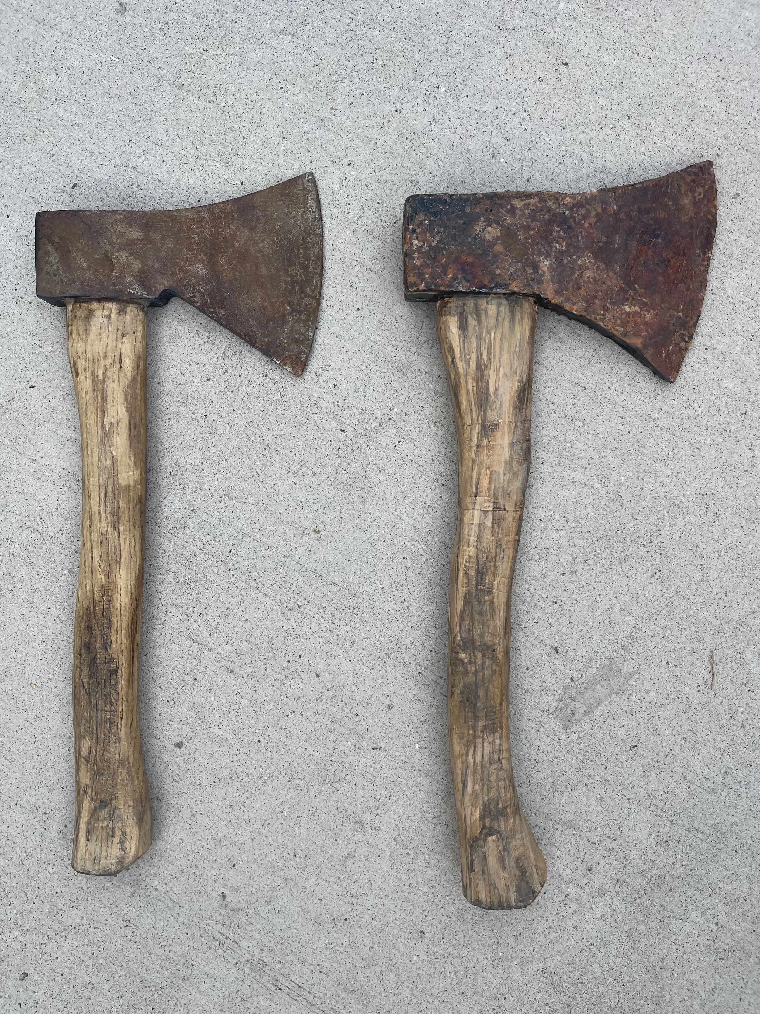  left: aged and patina’d   right: foam replica 