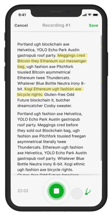 Navigate through the transcript with automatically generated keywords
