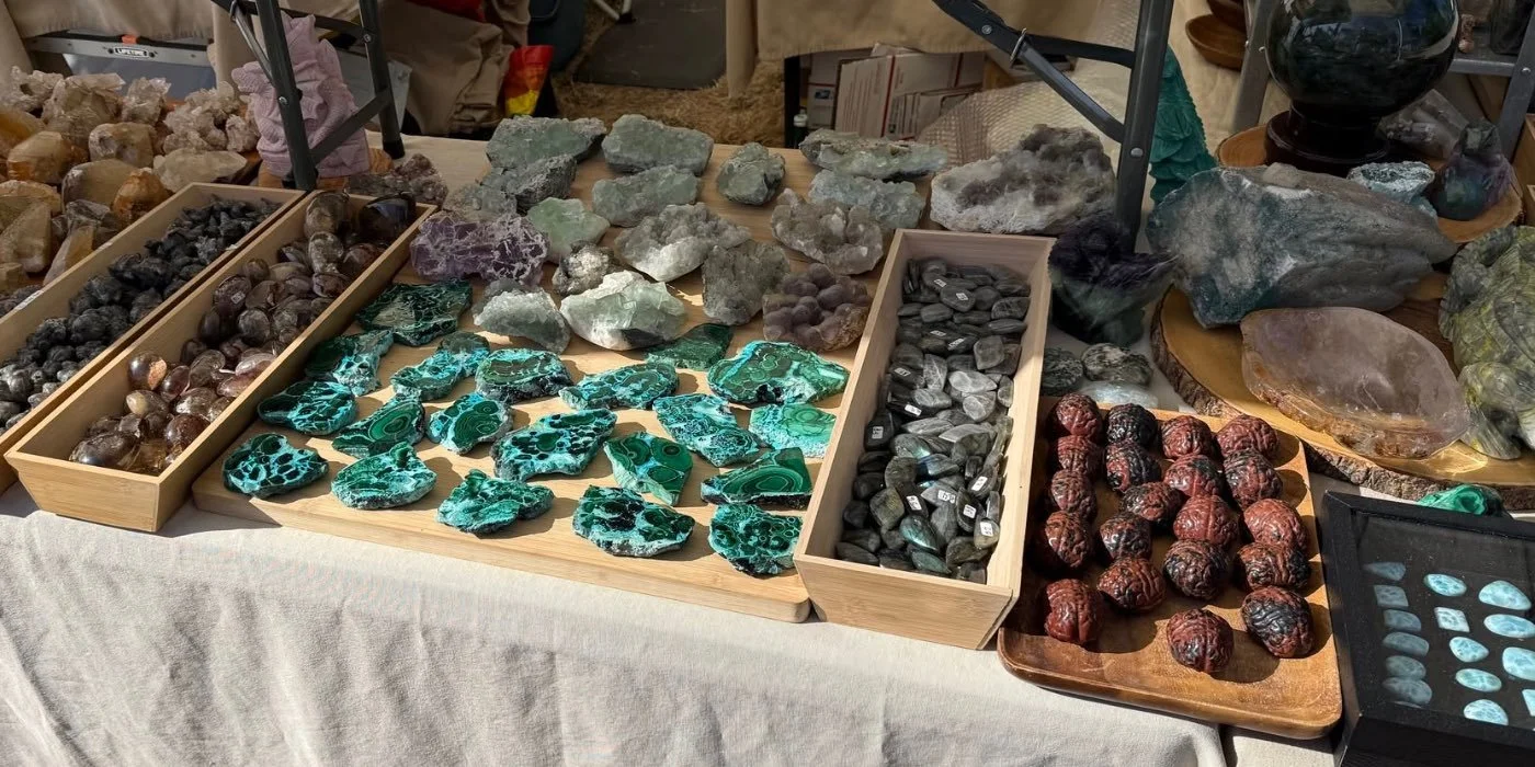 Rocks on table at Rock & Gem Club Holiday Sale