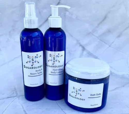 Three Sugarology body care products