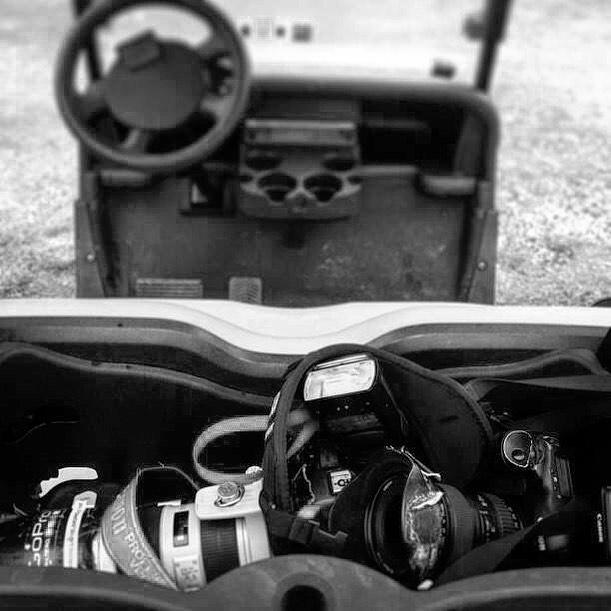 Best camera bag EVER.
🛒
Found this pic from way back. Turns out golf carts 🛒 have a little tray in the back that fit two #Canon 1D bodies with #70-200 and #16-35 attached.
🛒
(Side note: I only ever lost one lens travelling this way. And I found it again later back down the 9th fairway.
⛳️
What’s your favourite way of moving your gear?