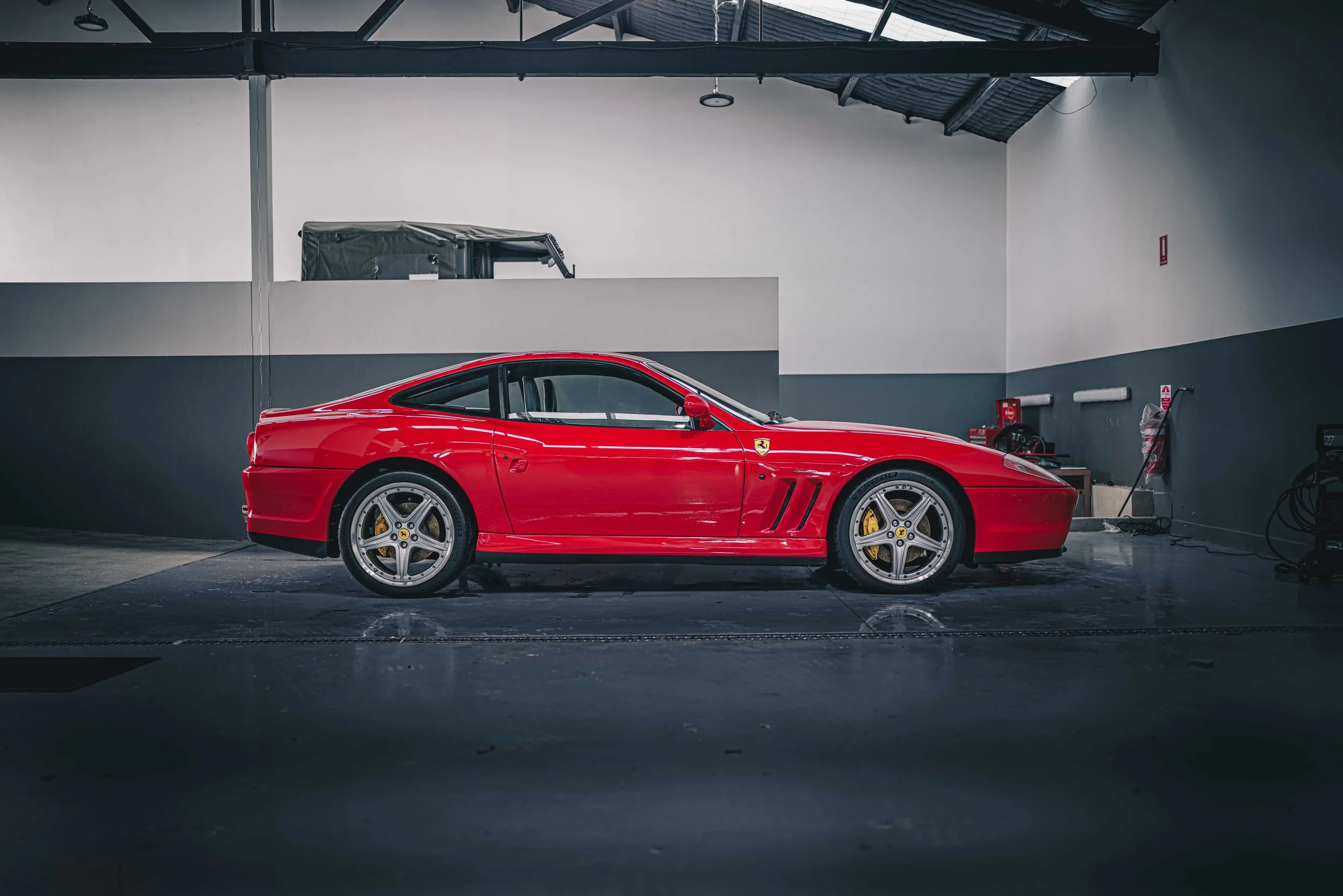 Classic red Ferrari Maranello after a complete mini detail package. Exterior hand wash, wheels cleaned and dressed, interior vacuumed and wiped down, windows polished, and deodorised. Mobile detailing by Shibbi Automotive Care