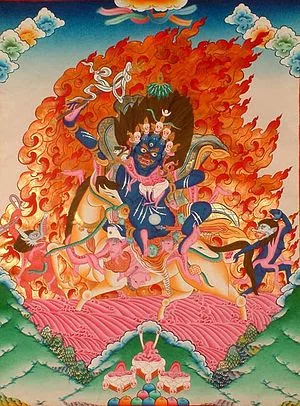 Palden Lhamo ('Glorious Goddess') is the wrathful deity considered to be the principal protectress of Tibet. An offering to Palden Lhamo on this day helps to remove obstacles for the following year.