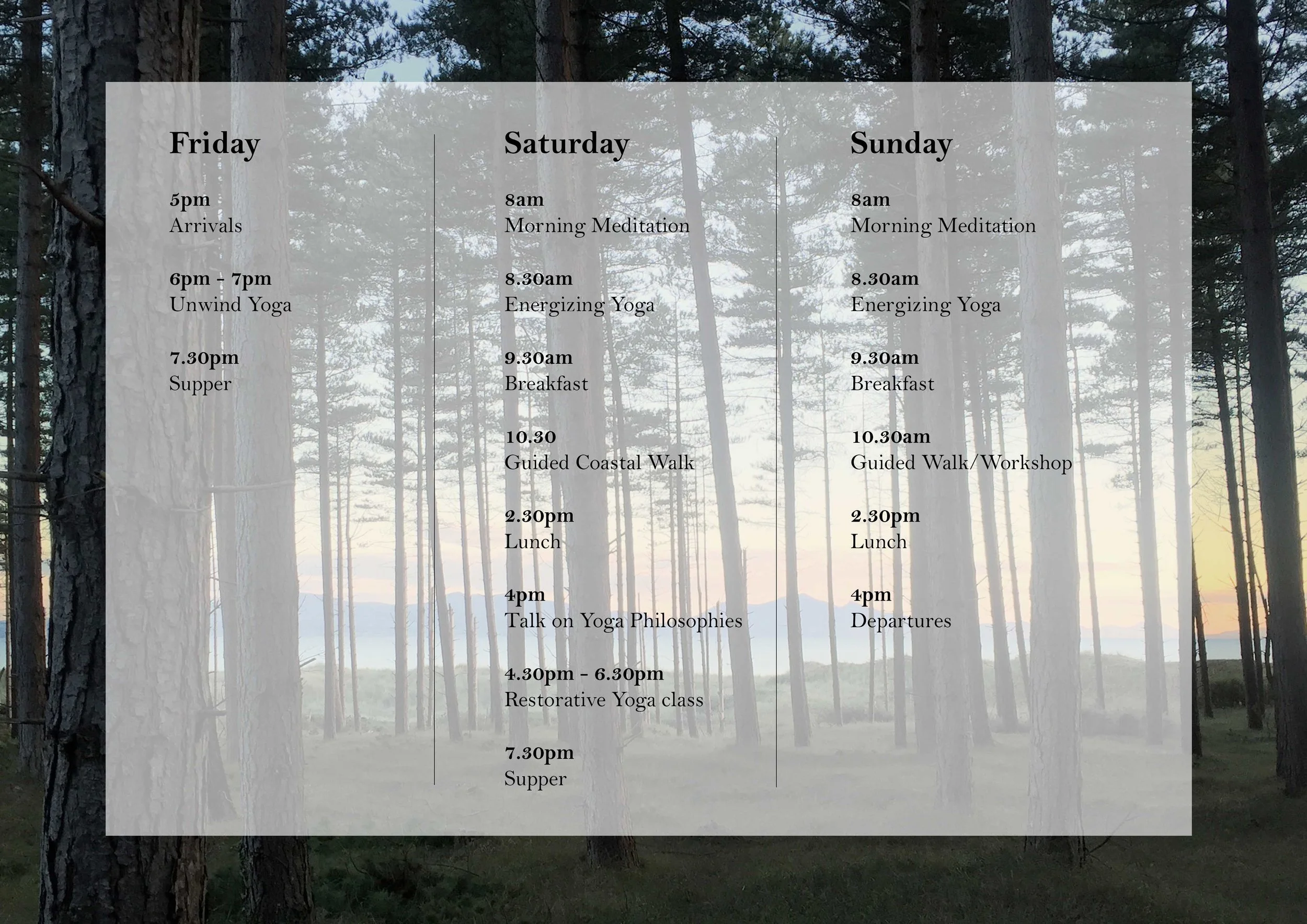 *itinerary sample, subject to change