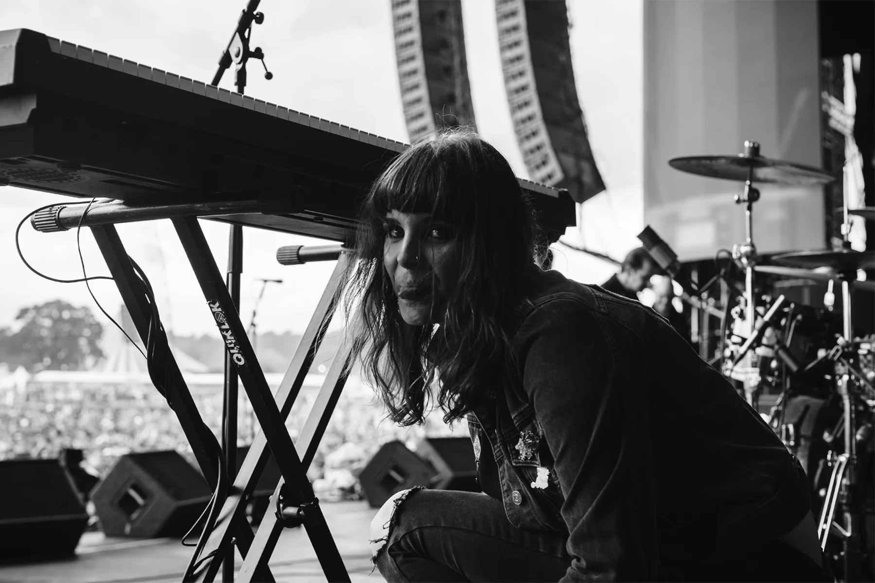Hannah (Creeper) and I hiding for a moment during their performance on main stage at Reading Festival