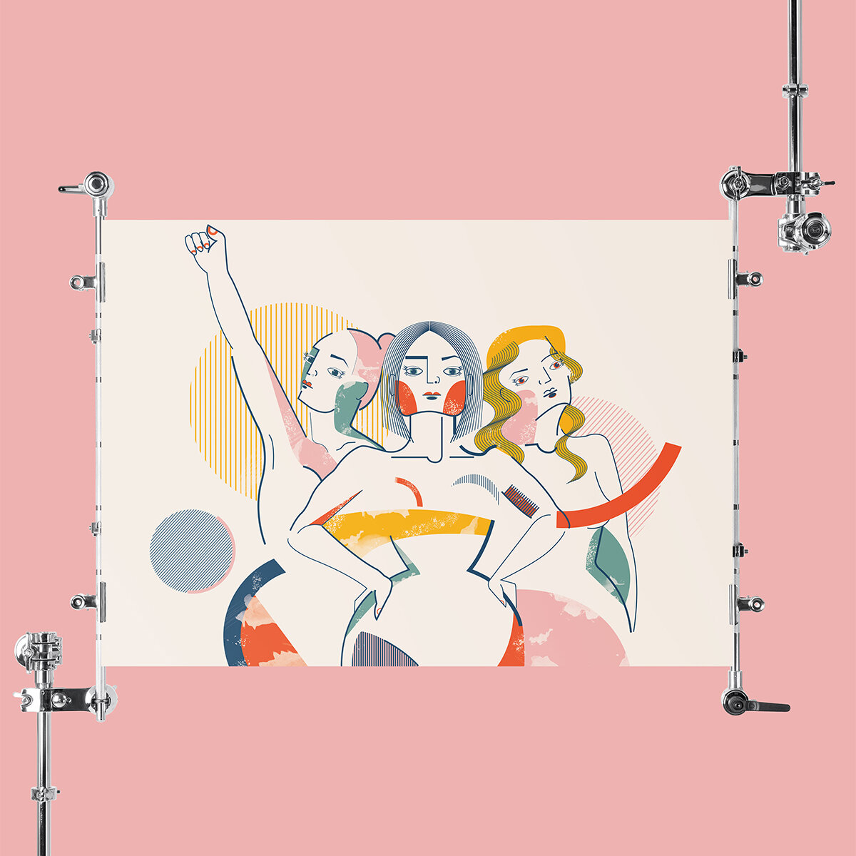Empower women, feminist art, office decor for girlboss, abstract nude art, geometric print