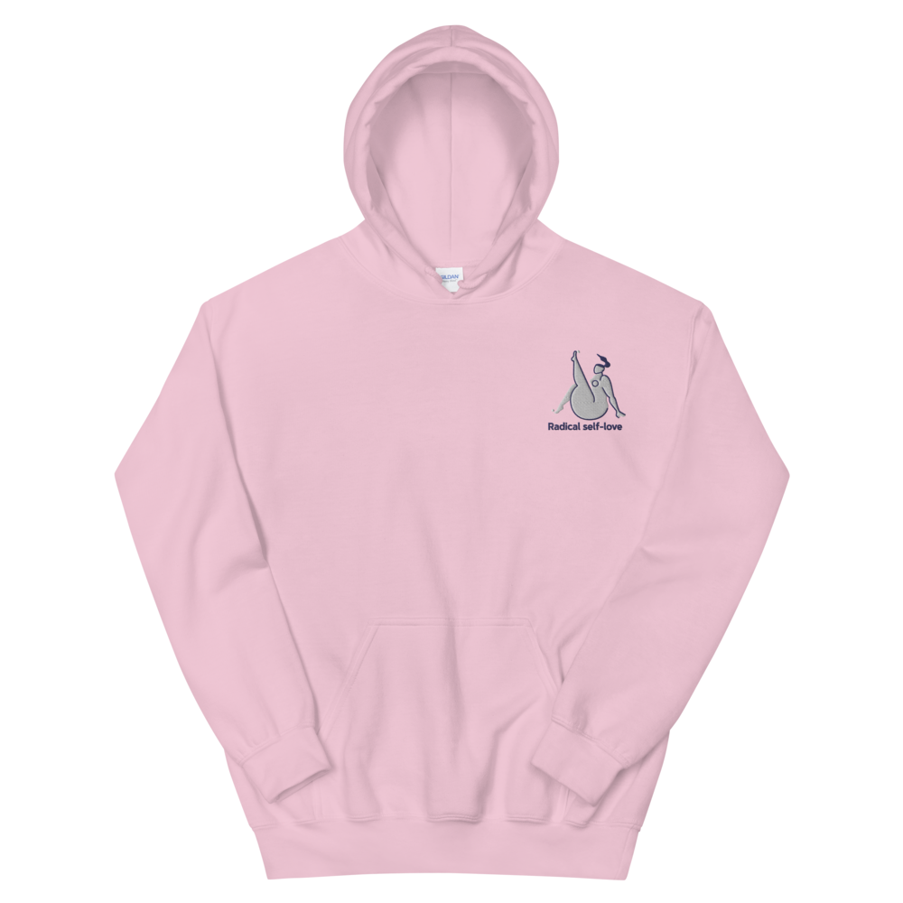 Radical self-love embroidered light pink hoodie — Iza Buleczka